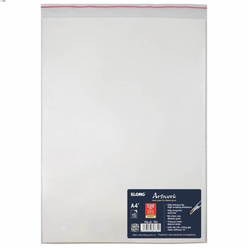 -giấy vẽ a4+ - 320 gsm - 25% cotton - 15 tờ/tập; ms: 784