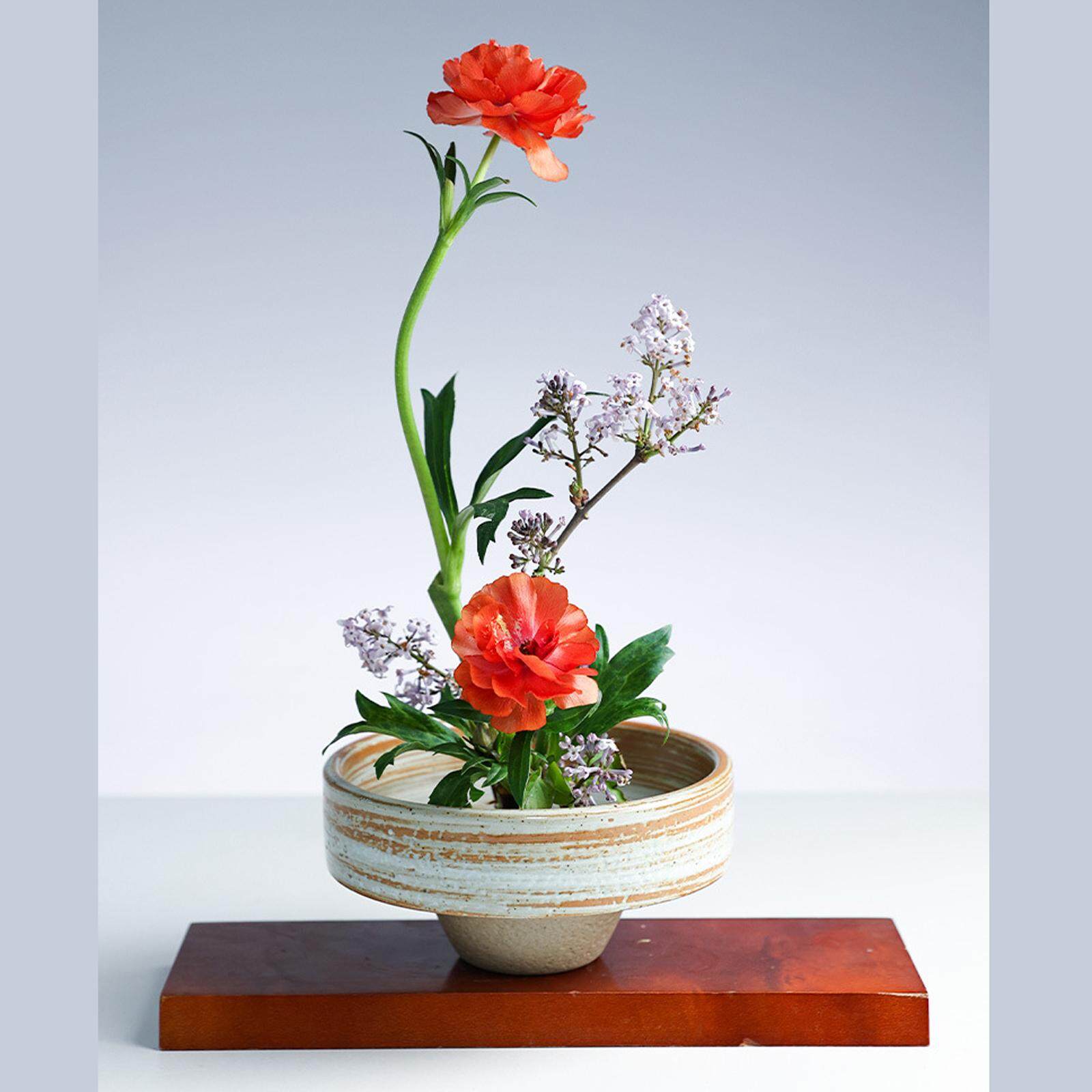 Mặt Trăng sứ ikebana bình bát tròn cắm hoa cổ điển đồ gốm cung cấp trà đạo