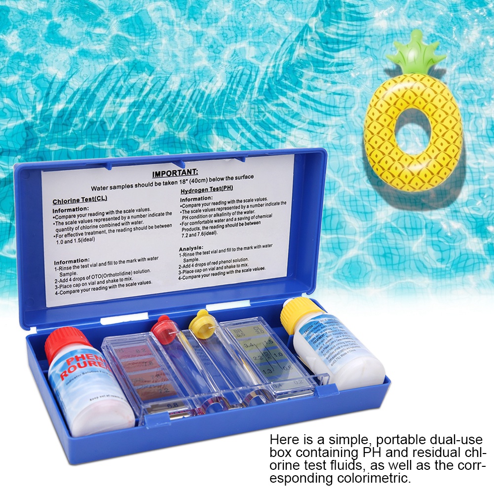 Bể bơi Thiết bị kiểm tra độ PH Clo kiểm tra chất lượng nước Kit bể bơi thử nghiệm nước thử nghiệm hộp