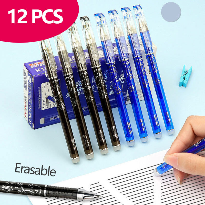 12 cây bút gel xóa được, văn phòng phẩm bút bi màu xanh đen một tá 0.5 mm