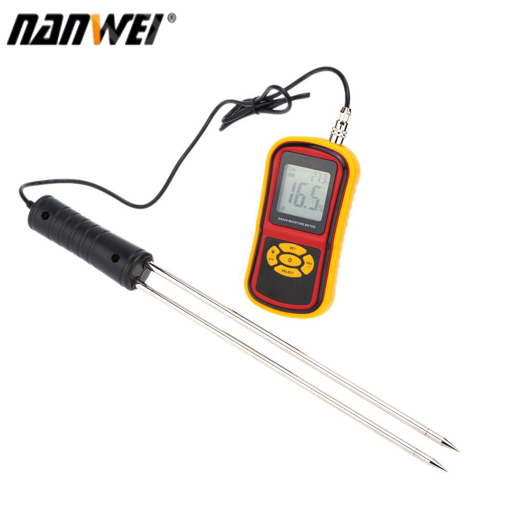 Gm640 di động kỹ thuật số máy đo độ ẩm ngũ cốc với đo đầu dò màn hình hiển thị lcd bút thử cho ngô lúa mì gạo hạt lúa mì nhiệt ẩm kế