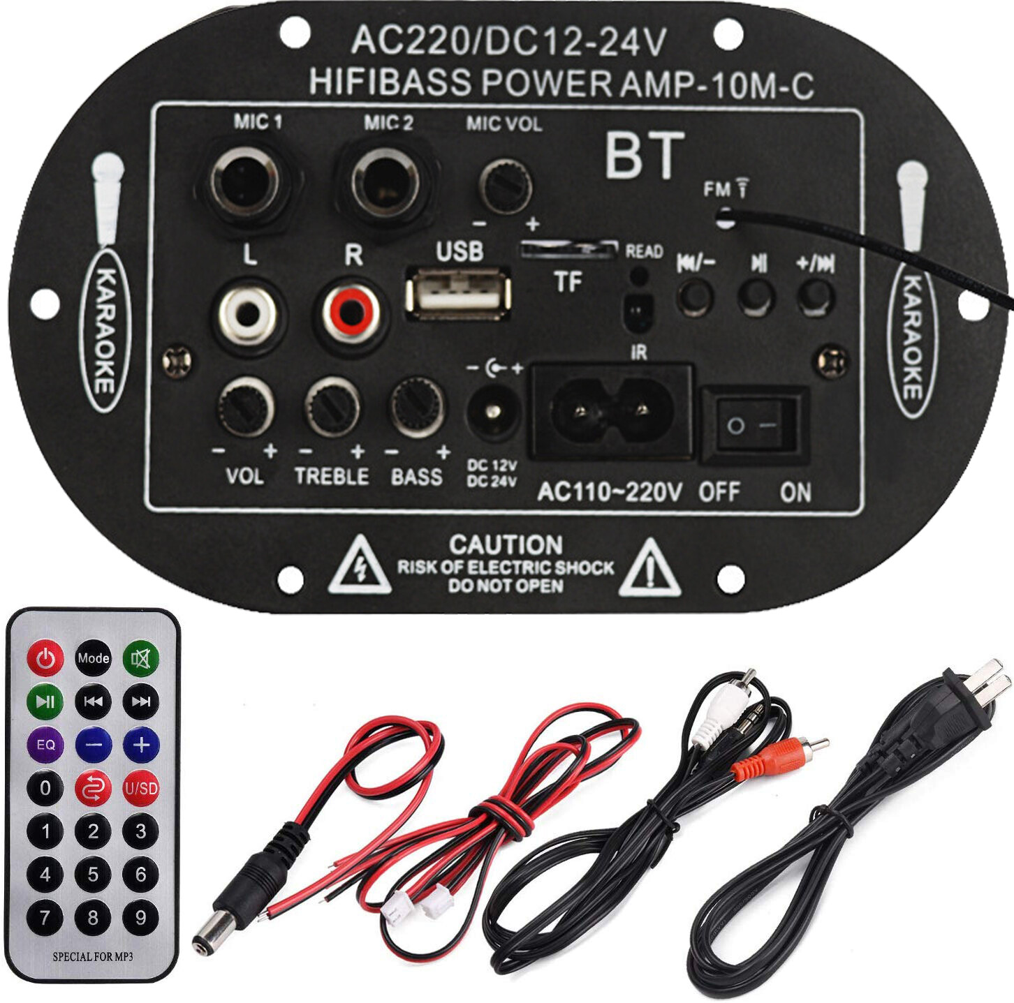 Bảng mạch khuếch đại bluetooth hifi bass công suất cao giải mã mp3 hỗ trợ flac ape wav wma dc 12v/ 24v/ ac100v-240v 7 loa siêu trầm cho xe hơi - INTL