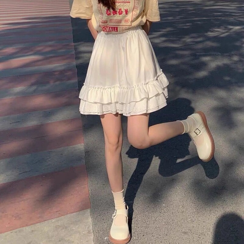 Y2K Chân Váy Mini Kawaii Hàn Quốc Chân Váy Xếp Ly Cạp Cao Cổ Tích Grunge Đồng Phục Học Sinh Trang Phục Học Viện Tối Màu Cho Nữ Điện Tử Phong Cách Gothic Harajuku