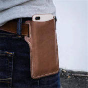 Men's Leather Waist Bag for Cellphone and Wallet - 