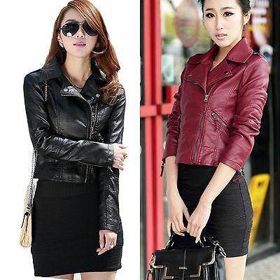 Kraiefs  COD Nữ Áo Khoác Ngắn Ôm Sát Đi Xe Máy Da Tổng Hợp Nữ Khóa Kéo Punk