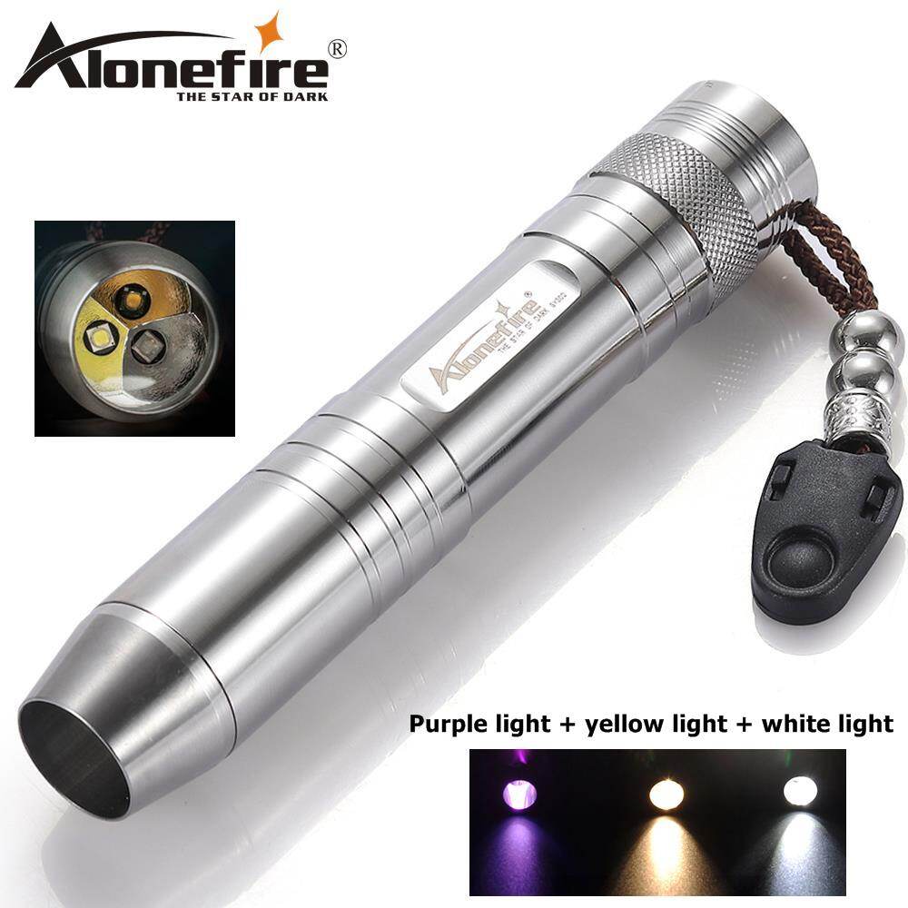 AloneFire SV300 5 Wát CREE LED Đèn Pin Trắng Vàng & UV 365nm Đèn Pin Gem Amber Emerald Ánh Sáng Đen LED Torch Phát Hiện Đèn