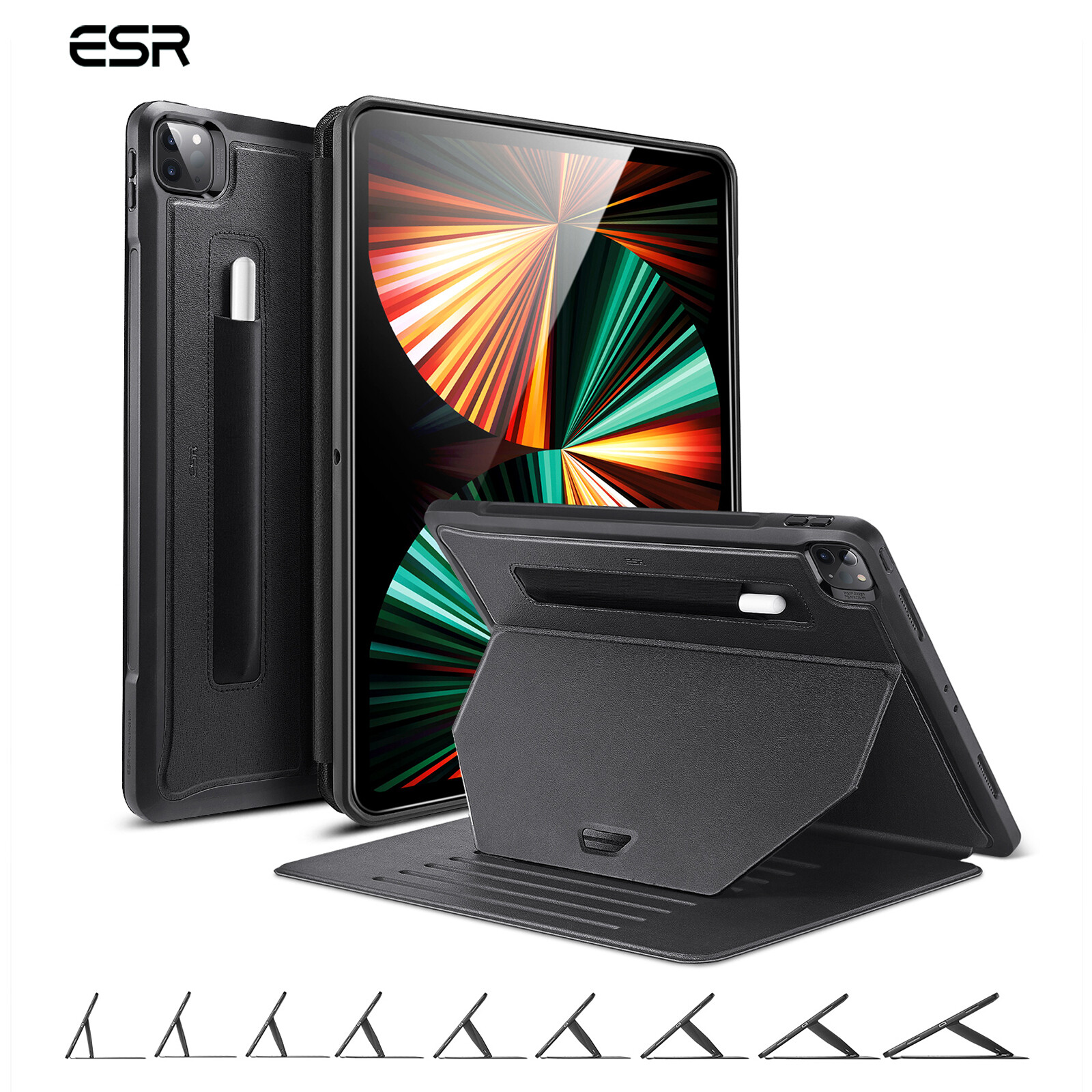 ESR Sentry Đứng Trường Hợp Đối Với iPad Pro 11/12.9 2021 iPad 7/8/9 Đứng Trường Hợp Đối Với iPad Pro 2021 Mạnh Mẽ Hơn Bảo Vệ Bìa Chủ Bút Chì Máy Tính Bảng Từ Tính Trường Hợp