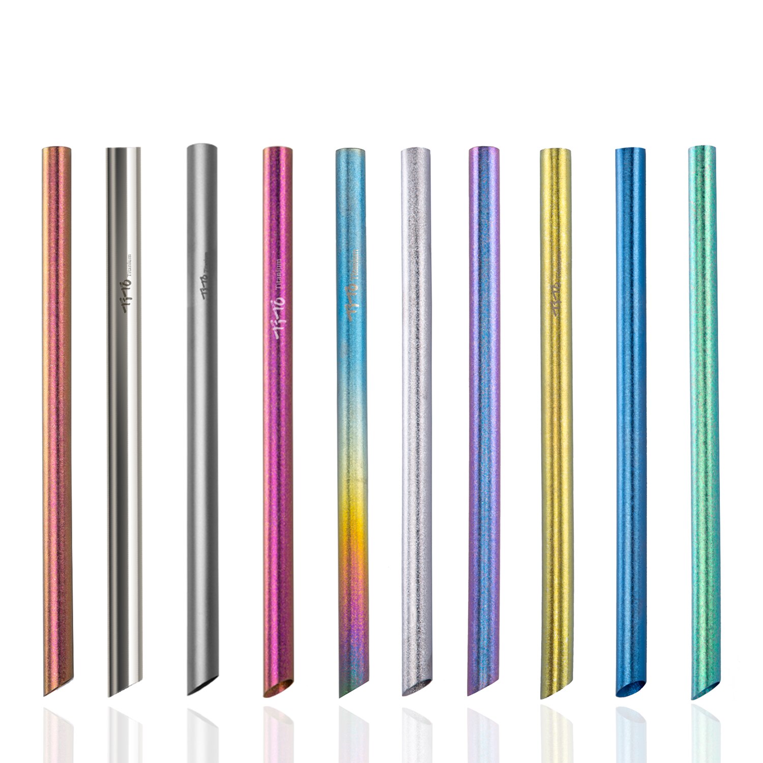 TiTo Milk Tea Boba Pure Titanium Straws Portable Non-Stainless Steel Metal Rainbow Titanium Reusable Straw with Cleaning Brush ราคา 228 บาท*ส่งฟรี