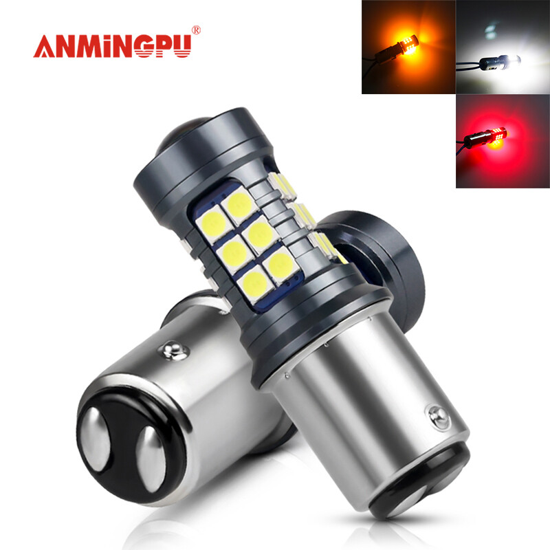 ANMINGPU 2 Chiếc Đèn Phanh, Bóng Đèn Led Xe Ô Tô Đèn LED Tín Hiệu Rẽ Màu Vàng P21/5W 1157 3030SMD 1156 P21W PY21W Đèn Lùi Màu Trắng