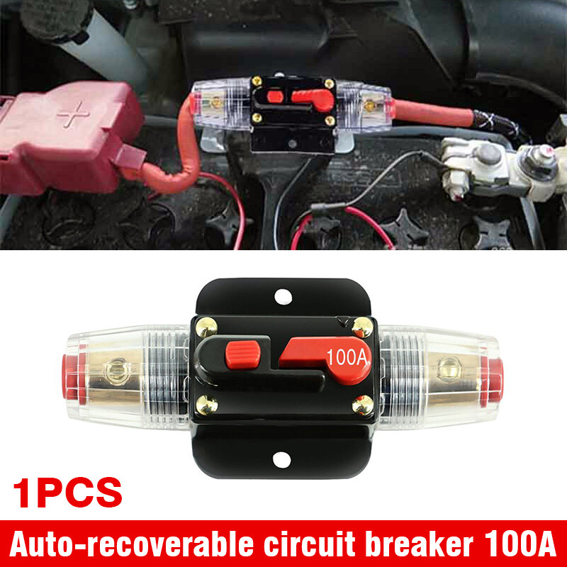 Kpl 1pc new car stereo audio 12v circuit breaker fuse inline fits 4 8 gauge wire 100 amp