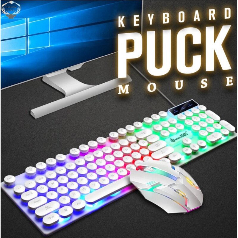 Hanks 1 bộ bàn phím chuột bàn phím có dây có đèn nền usb công thái học chơi game 108 phím chuột con lăn 3d