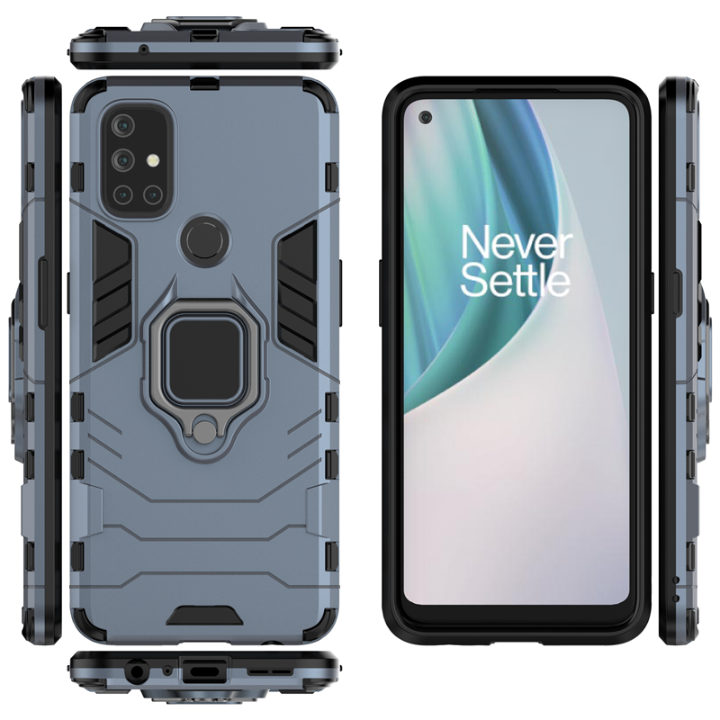 Hontinga Sắt Người Đàn Ông Ốp Bảo Vệ Trường Hợp Ví OnePlus Nord N10 5G Trường Hợp Sang Trọng TPU Cứng Bảo Vệ Trường Hợp Vỏ Điện Thoại Bìa Với Nhẫn Đeo Ngón Tay Chủ Ốp Chống Sốc Máy Bộ Đàm Softcase Trường Hợp Khó Khăn Cho Nam Nữ Nam Nữ