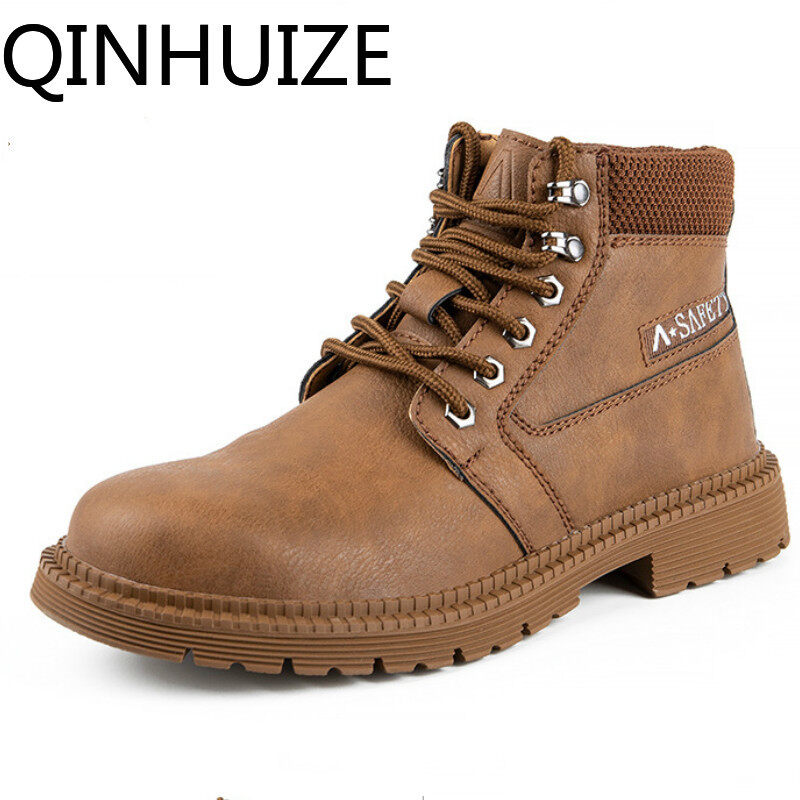 Giày bảo hộ lao động qinhuize cho nam, giày bảo hộ cao cổ chống va đập chống va đập bảo hiểm lao động mới