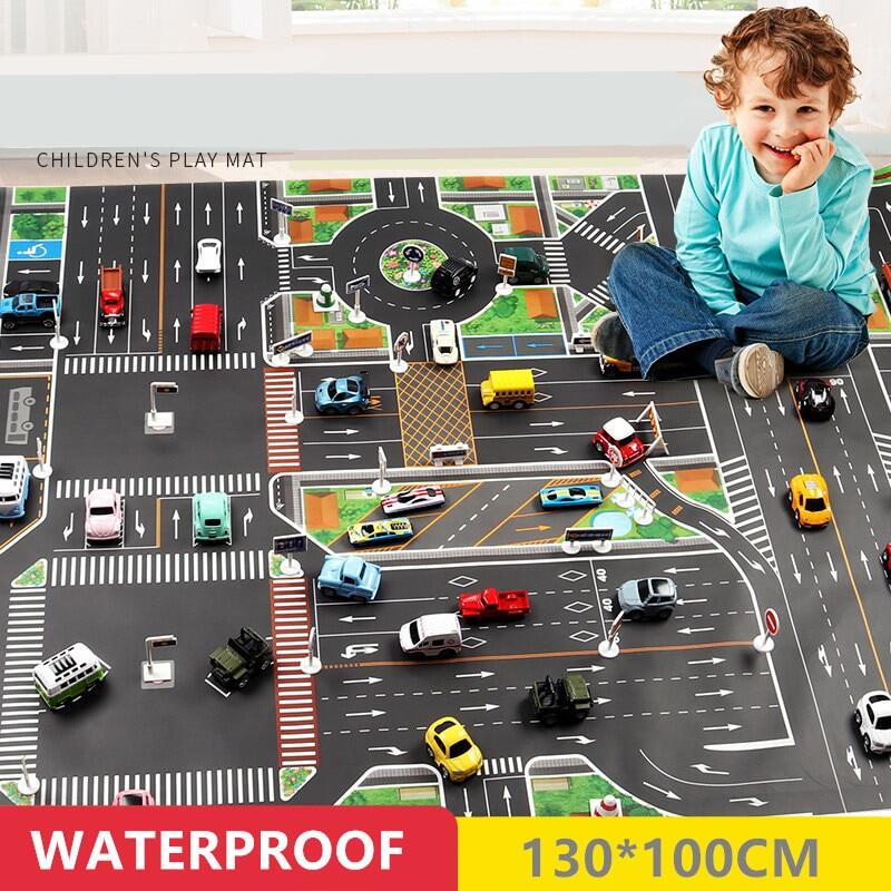 City Traffic Car Park Play Mat Waterproof Parking Lot Kids Playmat Kids