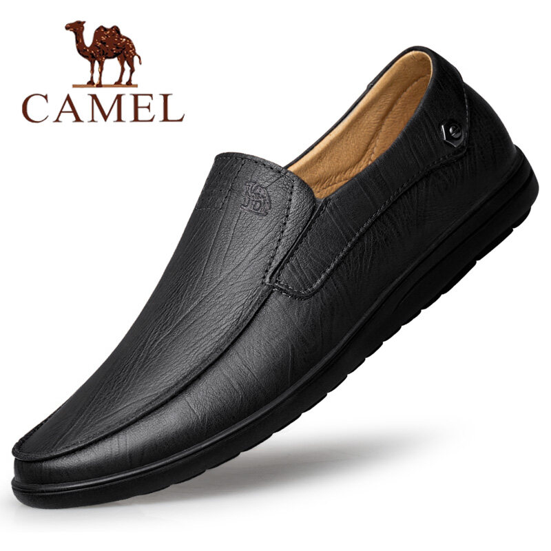 Camel fashion Mens Leather Shoes Handmade Casual ShoeBreathable Man Loafer