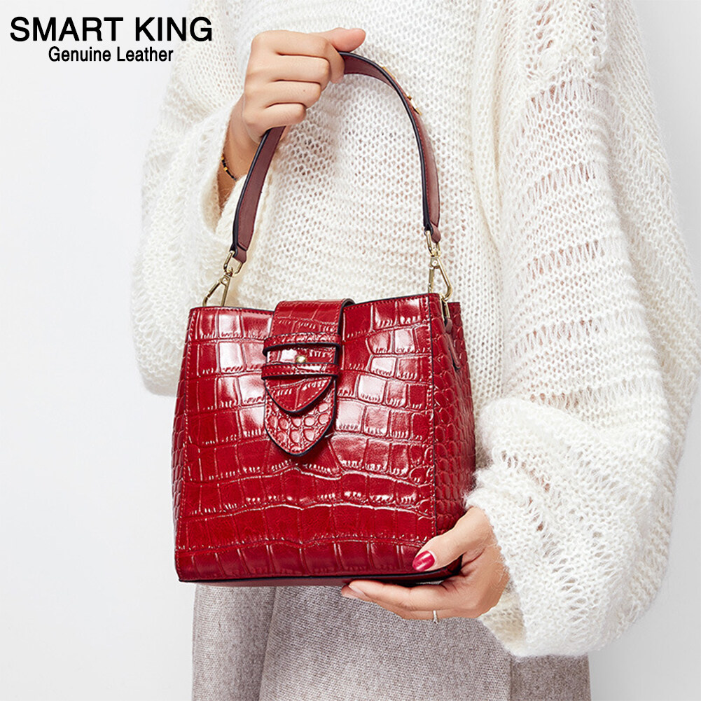Smart King New Handbag For Women Girls Genuine Cow Leather Super Hot Fashion Elegant Retro Shoulder Sling Bag Multifunction Large Capacity Top Handle Bags ราคา 1,409 บาท*ส่งฟรี