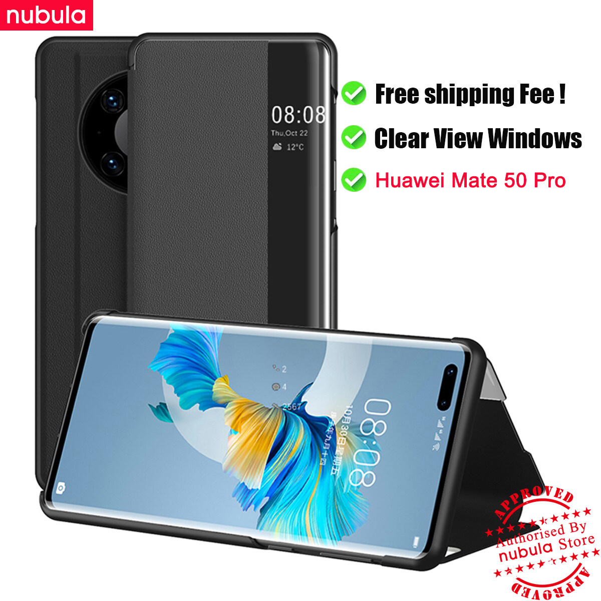 [Chính Hãng] Ốp Lật Thông Minh Huawei Mate 50 Pro Ốp Da Vỏ Sò Sang Trọng Huawei Mate 50 Pro Huawei M