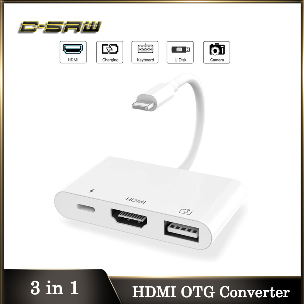 Bộ Chuyển Đổi C-SAW HDMI OTG Bộ Chuyển Đổi Cáp USB Cho TV Lightning Sang HDMI Bộ Chuyển Đổi Cáp HDMI OTG Cho iPhone 12 11X8