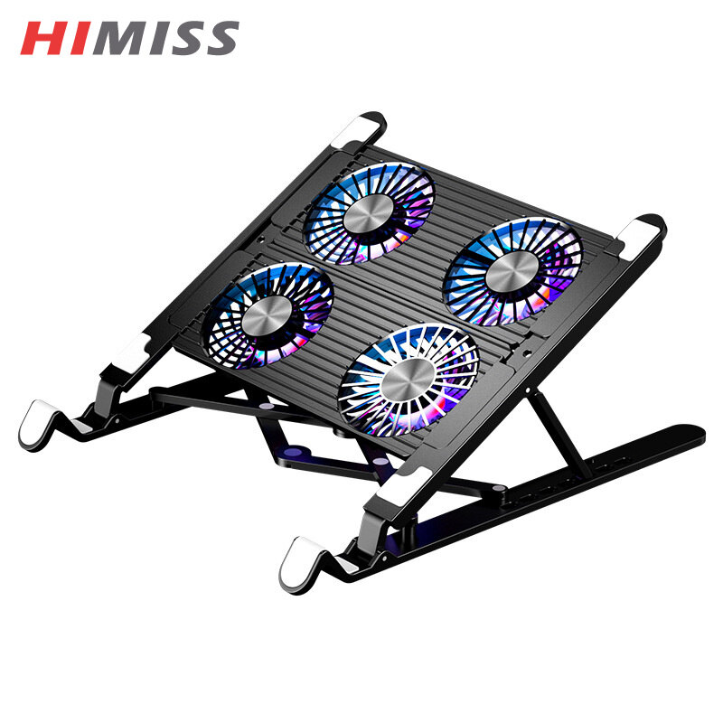 Himiss giá đỡ máy tính xách tay có thể gập lại giá đỡ bàn làm mát với bộ tản nhiệt quạt im lặng phụ kiện máy tính xách tay