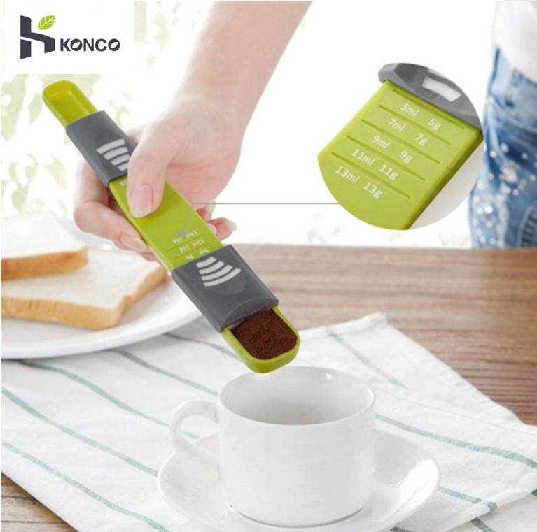 Muỗng Đo Cân Nhà Bếp KONCO, Cốc Đo Cân Điều Chỉnh Được Hai Đầu Tám Quầy Hàng Muỗng Cà Phê Gram, Đo Lường Làm Bánh
