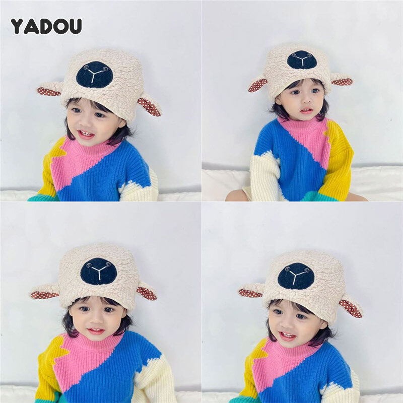 YADOU Children's same style hat cute cartoon lamb pullover hat warm lamb wool warm ear protection hat ราคา 149 บาท*ส่งฟรี