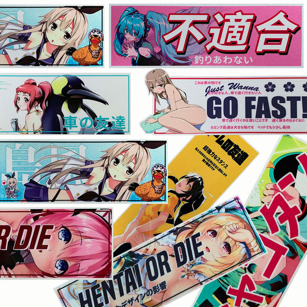 Jdm miếng dán thân kính chắn gió phía sau cửa sổ kính chắn gió phía sau xe hơi phản quang phong cách anime