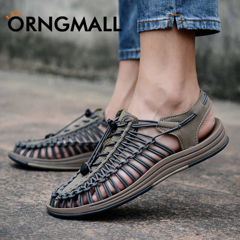 ORNGMALL GiàyXăng đan dệt thoiPhong cách giản dị Xăng đan đi biển nam nữ Nhiều màu Giày sandal có dây quai cỡ lỡn 35-48 【giao hàng nhanh giá rẻ
