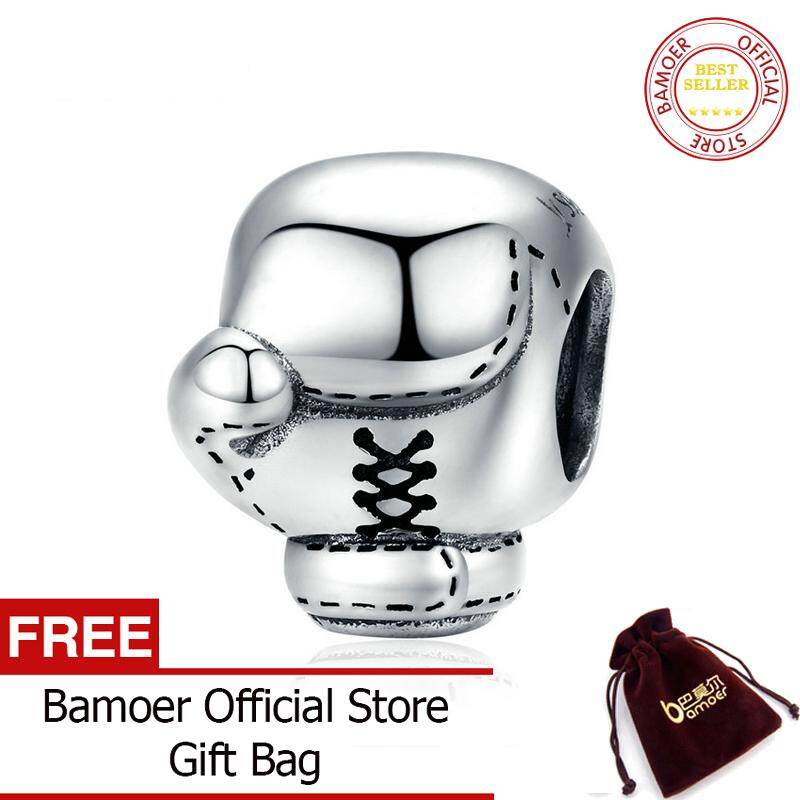 BAMOER Hạt Kim Loại Đấm Bốc Thể Thao Hạt Charm Bạc 925 Nguyên Bản Vừa Vặn Vòng Tay Hoặc Vòng Tay Trang Sức Thương Hiệu Sang Trọng Châu Âu SCC1325