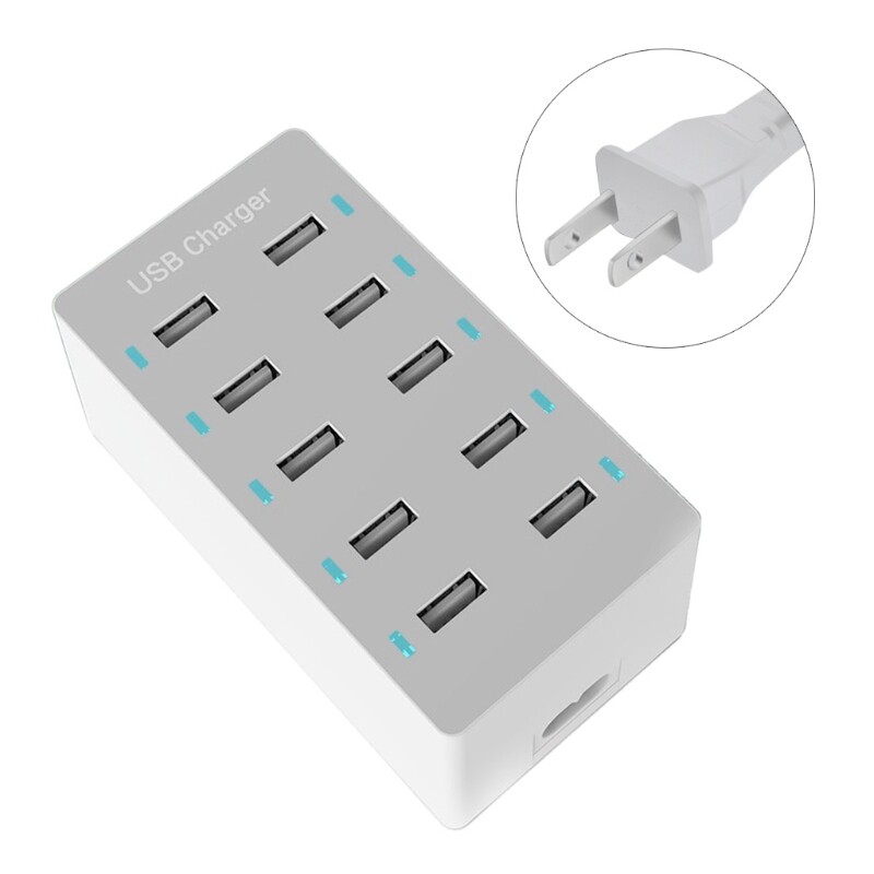 Âm nhạc bùng nổ Bộ Sạc gắn tường USB 10-Sạc Cổng USB Trạm với sạc nhanh tự động phát hiện công nghệ an toàn đảm bảo cho thông minh USB