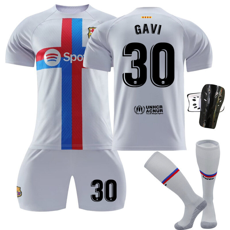 NO.9 Robert Lewandowskis NO.30 Gavis NO.8 Pedris NO.21 Frenkie De Jongs Áo Bóng Đá For Men Kids Boys Quần Đùi Ngắn Tay 2223 FCS Barcelonas Second Away Đào Tạo Thể Thao Áo Định Hình 0000