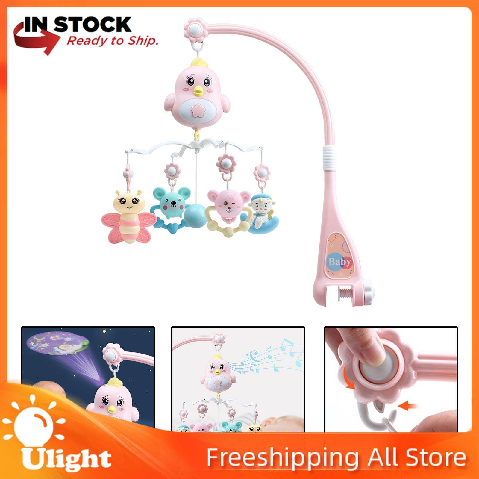 Ulight Nôi Nhạc Di Động Cho Trẻ Sơ Sinh, Đồ Chơi Lục Lạc Xoay Treo Xe Đẩy Kèm Máy Chiếu Hộp Nhạc Giường Điều Chỉnh Được Cho Bé Từ 0 Tuổi Trở Lên