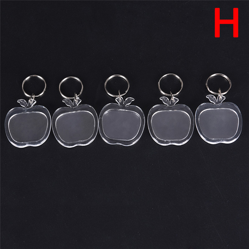 Ruasa 5 cái trong suốt trống chèn hình ảnh khung hình Keyring móc chìa khóa quà Tặng tự làm