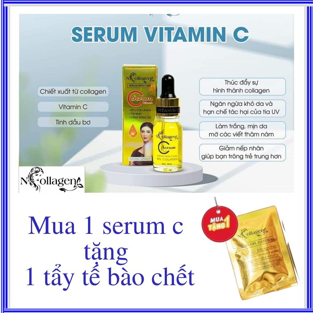 Serum vitamin c n.collagen . kl: 10ml. tặng tầy tế bào chết