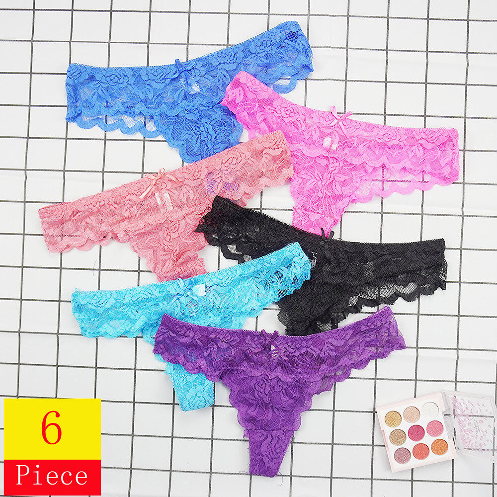 6 Cái/lốc Quần Lót Nữ Ren Thongs Bộ Đồ Lót Đồ Lót Eo Thấp Trong Suốt
