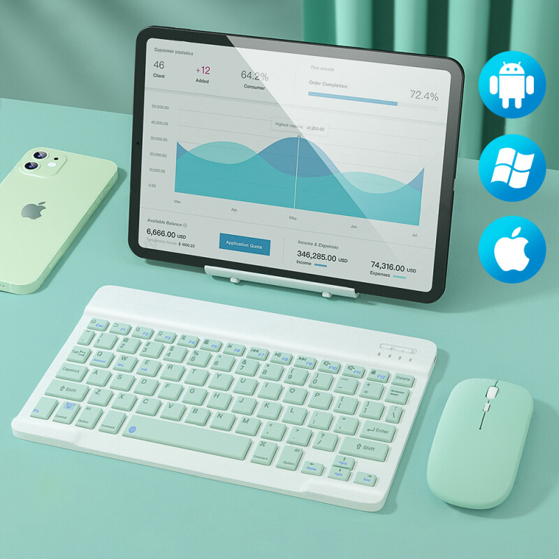Bàn phím Bluetooth không dây mini Chuột cho for Apple iPad Xiaomi Samsung Điện thoại Huawei Oppo Máy tính bảng Galaxy Tab Bàn phím không dây cho Android IOS Windows PC