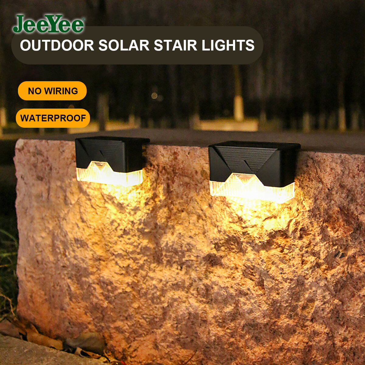 JeeYee 2 Chiếc Đèn LED Sân Vườn Đèn Năng Lượng Mặt Trời Cầu Thang Lối Đi