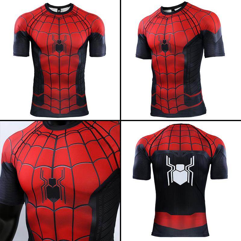 Áo Nén Cho Nam Áo Thun Nhanh Khô In Hình Người Nhện Áo Thể Thao Chạy Bộ Thể Thao Bó Sát Tập Luyện
