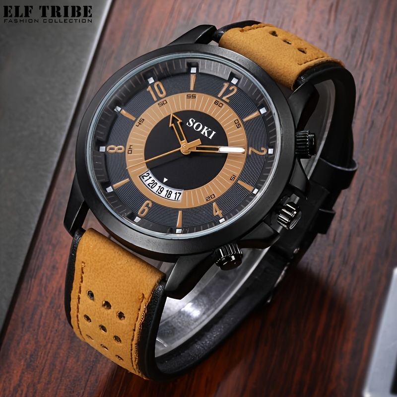 Elf tribe soki men fashion quartz wrist watch ราคา 253 บาท*ส่งฟรี