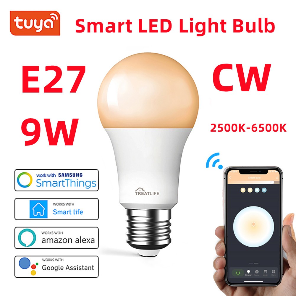 E Cuộc Sống cửa hàng thông minh Wifi Thông Minh Bóng Đèn đèn led 9W E27 màu trắng lạnh + màu trắng ấm Tuya Wifi Đèn Thay Đổi Độ Sáng điều khiển bằng giọng nói cuộc sống thông minh Ứng Dụng Từ Xa Và Nhóm Điều Khiển đếm ánh sáng Bóng Đèn Làm việc Cho alexa