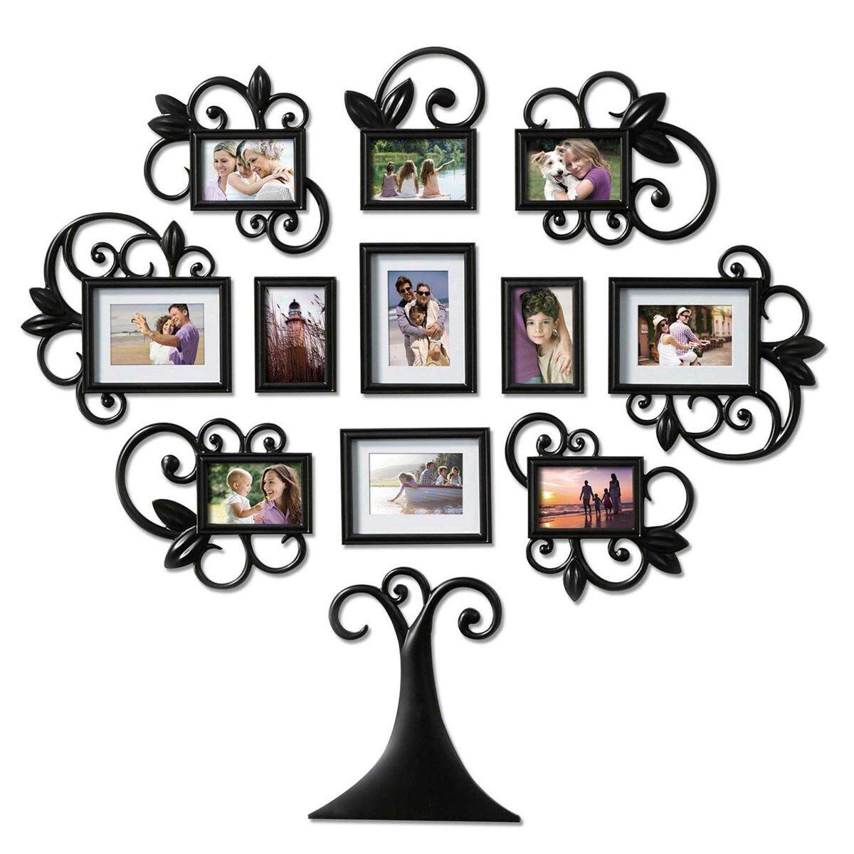 Generic 12 Piece Family Tree Photo Picture Frame Collage Set Black Wall