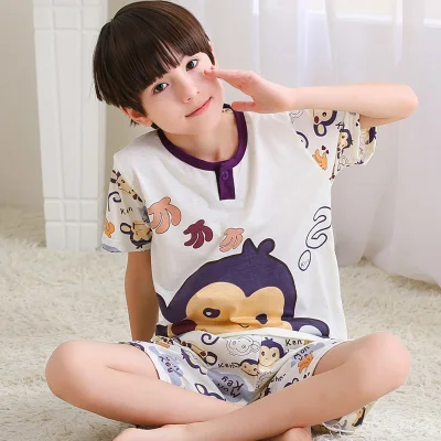 New Cartoon Cute Kids Pajamas Set Boys Short Sleeve Summer Sleepwear Clothing Toddler Children Lovely Pyjamas Suit (3)