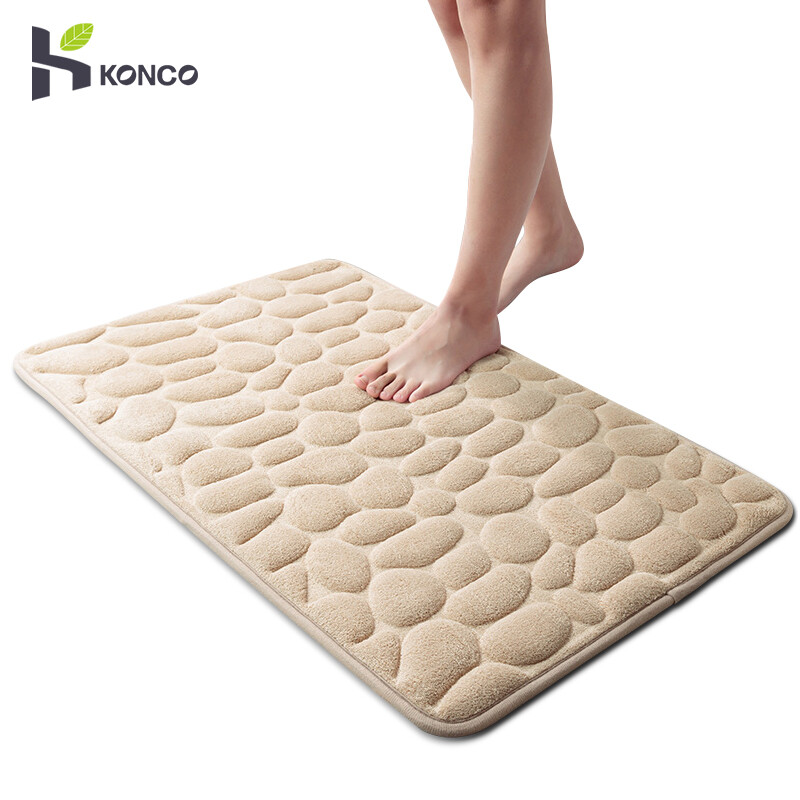 Konco Thảm Nhà Tắm Nâng Cấp THẢM PHÒNG TẮM Thảm Thấm Hút Nước Thảm Phòng Tắm Bọt Hoạt Tính Xù Xì Với Họa Tiết Đá Cuội Sàn Nhà Bếp 40*60Cm Thảm Dày Chống Trượt Thảm Trải Sàn Cửa Nhà Bếp Mềm