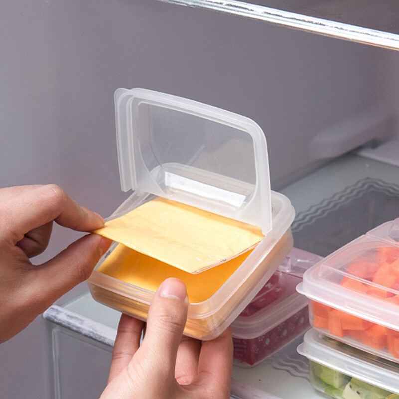 Rayua 1 hộp đựng bơ phô mai Tủ lạnh di động rau quả Đựng Phô mai trong suốt hộp sắp xếp đồ giữ tươi
