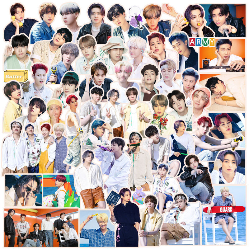 csbi 100pcs/set Kpop BTS 2021 New Album Butter PERMISSION TO DANCE PVC Stickers Album for Laptop Luggage Patches Bangtan boys Skateboard Sticker