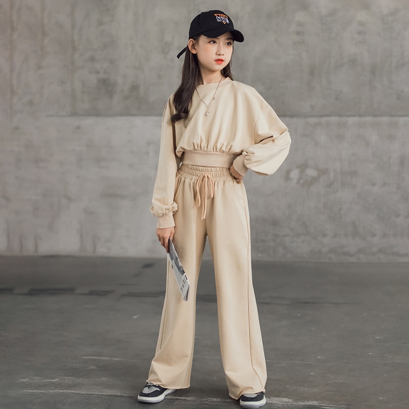 croptop for kids 10 to 12 Clothes For Girls Spring Sets Lantern Sleeve Crop Top Pullover Straight-leg Pants Two-piece Outfits 2023 New Kids Tracksuit Teen ราคา  1,656 บาท*ส่งฟรี