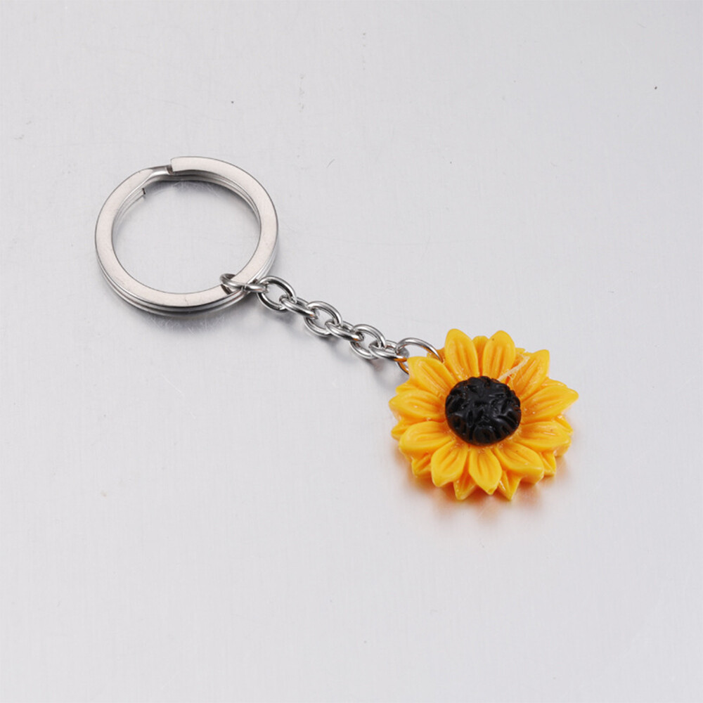 Phong cách mới Keychains hoa hướng dương Keychains móc chìa khóa xe Womens Keychains