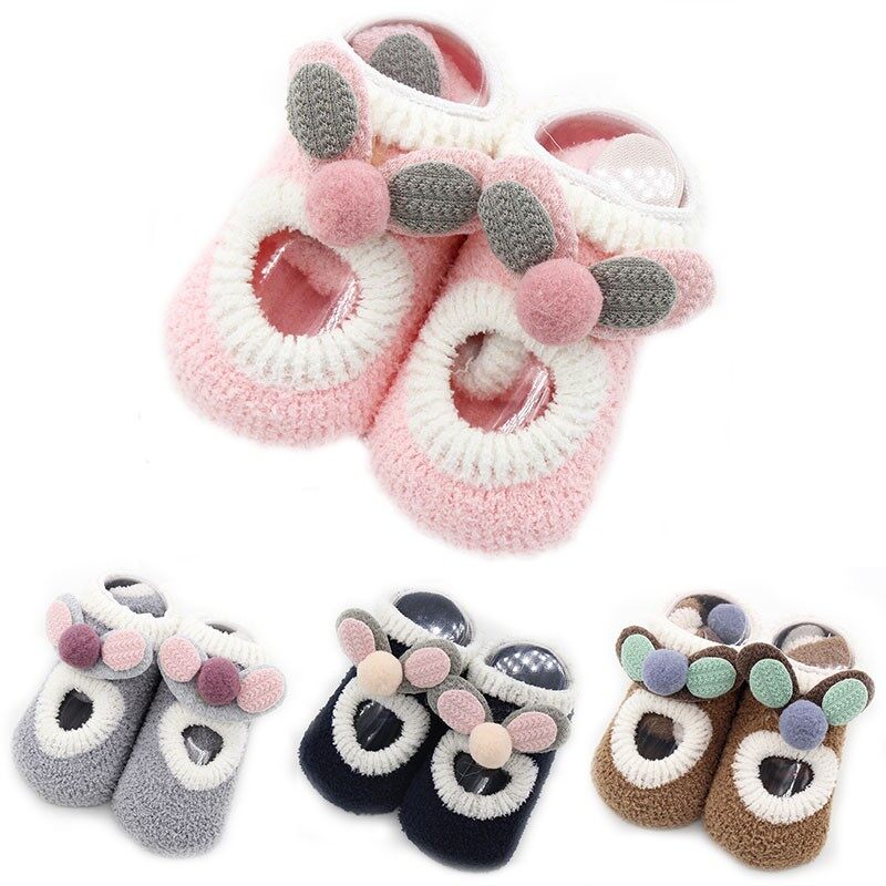 Sweet Cartoon Newborn Baby Socks For Boy Girl Coral Velvet Baby Socks Warm Socks