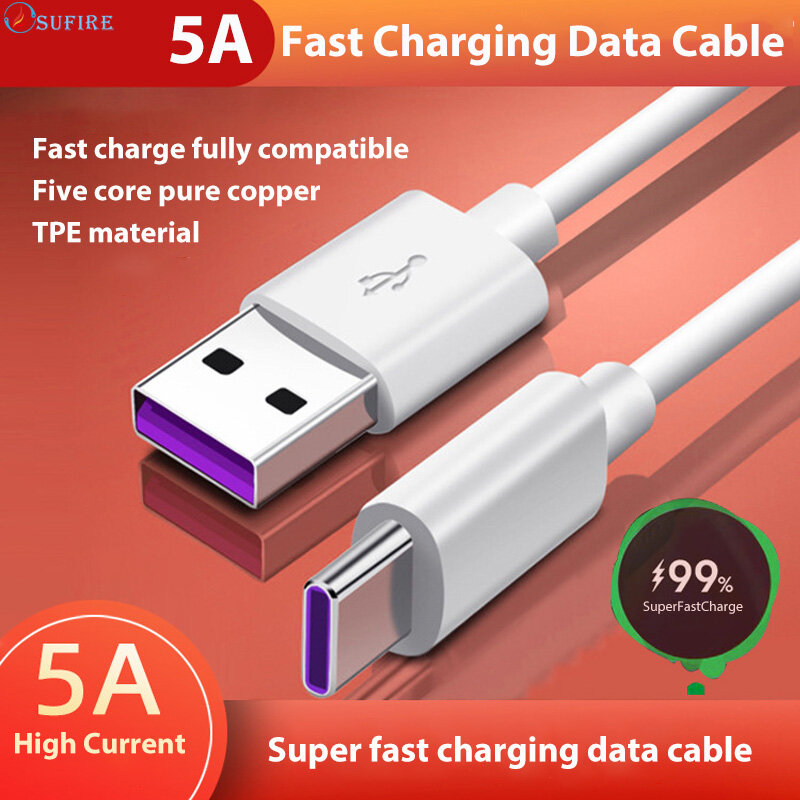Cáp sạc nhanh 5a dây usb sạc nhanh cáp dữ liệu type c cho huawei xiaomi samsung