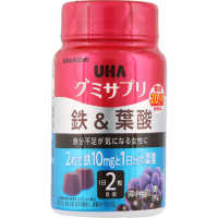 UHA Gummy Supplement Iron & Folic Acid Bottle 60 Tablets/40Tablets Ship directly from Japan