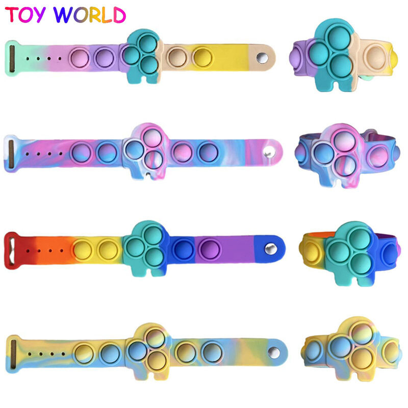 Newets Pop It Fidget Toy Among Us Dây Đeo Cổ Tay Vòng Đeo Tay Silicon Di Động Giải Tỏa Áp Lực Là Giả